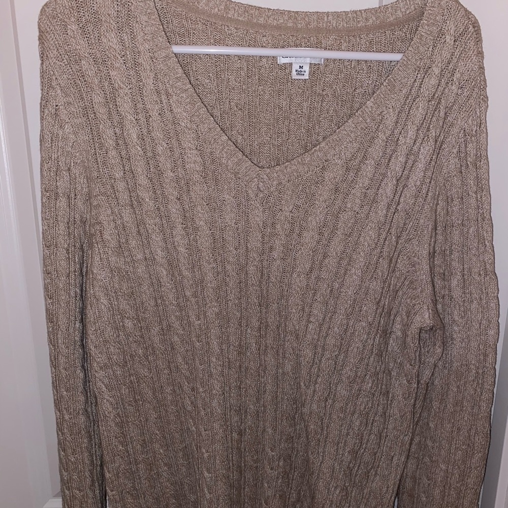 V-neck tan sweater